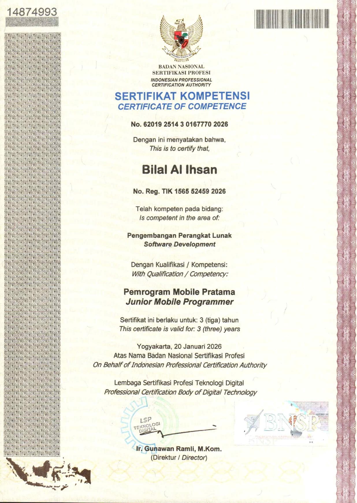 BNSP Certificate - Mobile Programmer