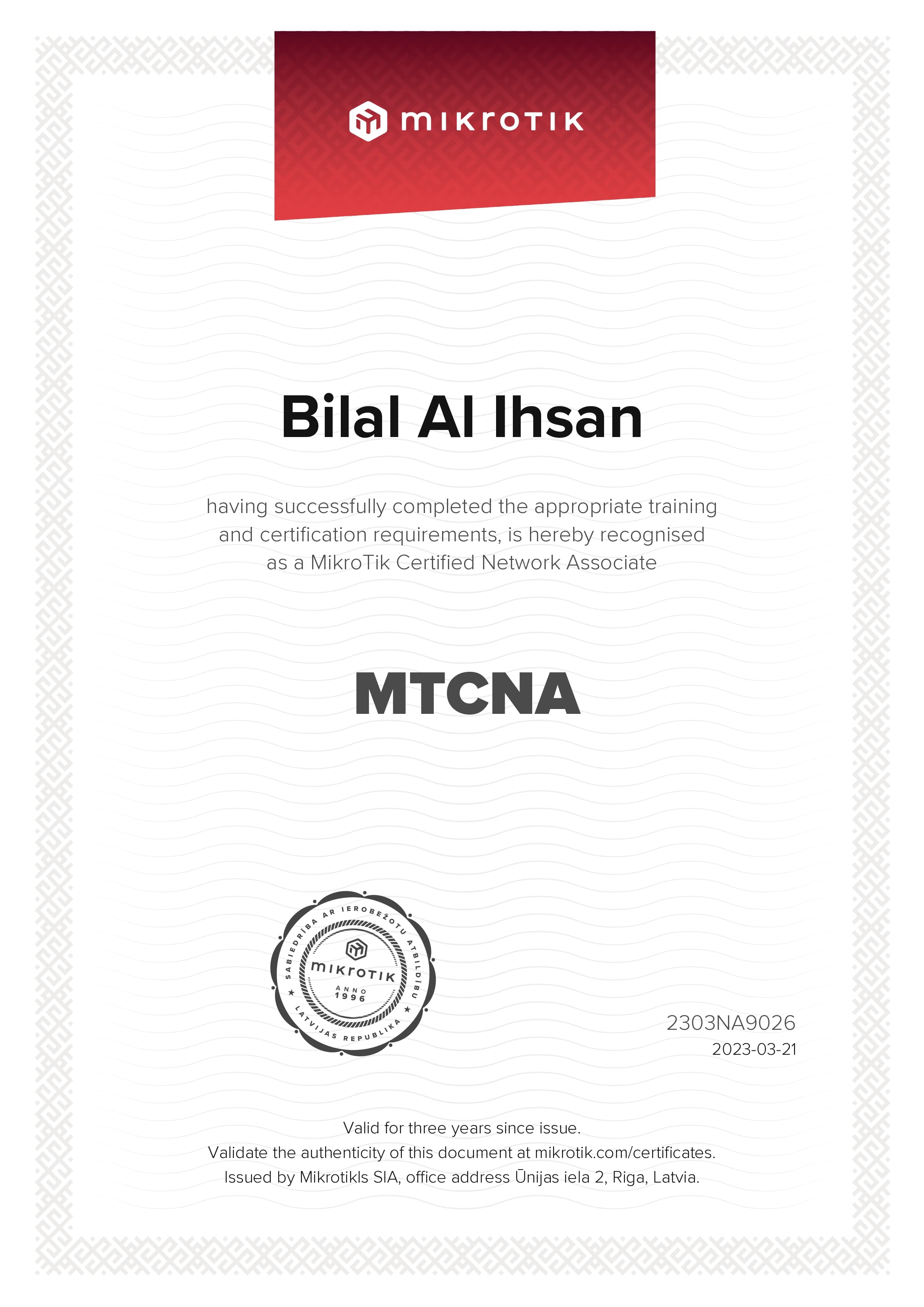 MTCNA (MikroTik Certified Network Associate)
